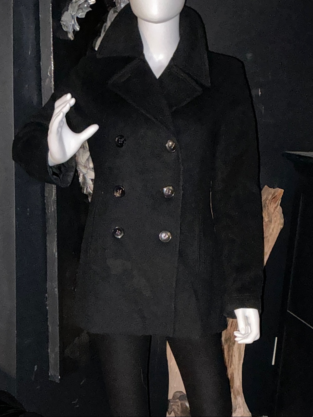 Calvin Klein Black Double-Breasted Peacoat